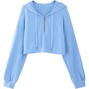 Modern Sexy Hoodie Women Short Cropped Top Hooded Cotton Pullover Long Sleeve Streetwear Fashion Casual Comfort <b>Sweatshirt</b> - Product Image 2