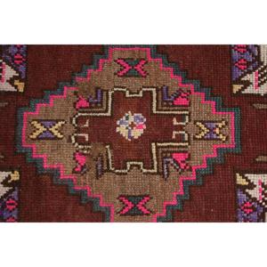 Petit tapis vintage 1,4x2,9 pi (44x87 cm), tapis turc en laine à imprimé animal brun - Product Image 5