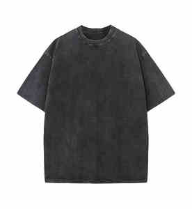 เสื้อยืดผ้าฝ้าย100% สำหรับผู้ชายหรูหราไม่มีลายพิมพ์โลโก้สไตล์วินเทจเสื้อยืดโอเวอร์ไซส์ซีดจางออกแบบได้ตามต้องการ - Product Image 4