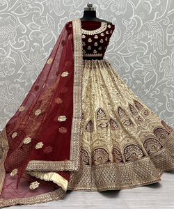À la mode rayonne coton broderie miroir travail lehenga choli avec dupatta fête porter prix de gros ethnique vêtement alphanumero - Product Image 2