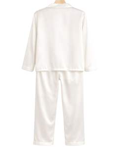 Manufacturer Custom <b>Women</b> White Satin Silk Pajama Set Button Down <b>Long</b> <b>Sleeve</b> Sleepwear Luxury Soft Smooth Nightwear Loungewear - Product Image 3