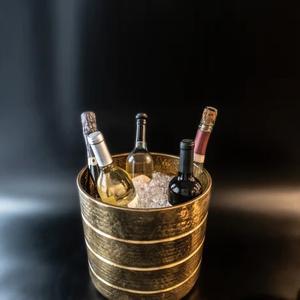 Seau à glace en métal de champagne de haute qualité avec poignée et base à pied de refroidisseur de vin de conception unique en aluminium argenté - Product Image 5