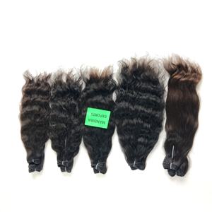 ช่อผมมนุษย์จากเวียดนามช่อต่อผมมนุษย์ผมลอนคู่สีดำเรียงตามแนวเส้นผมของ100% - Product Image 1