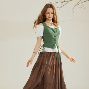 ชุดคอร์เซ็ทผ้าพันคอทรงสี่เหลี่ยมแขนกุดผ้าลูกไม้สำหรับผู้หญิงชุดคอร์เซ็ทสไตล์วิกตอเรียวินเทจ - Product Image 6