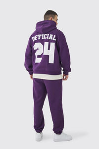Sudadera con capucha oficial cuadrada de gran tamaño púrpura alta más vendida y Jogger relajado ropa de calle de peso pesado diseño personalizado - Product Image 5