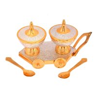 Ensemble de chariot Articles de cadeau en argent allemand pour mariage Fabriqué à la main Chariot 4 bols avec cuillères servant pour fruits secs disponibles