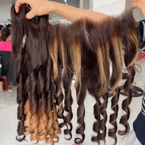 ผมแท้คุณภาพสูงแบบออมเบรสีเด้งดึ๋ง พร้อมผมปิดหน้าผากและผมเป็นมัดสำหรับทำวิก - Product Image 5