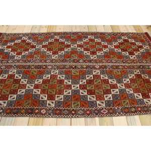 Turkish Area Rug 4.7x8.5 ft, Red <b>Brown</b> Striped Rug <b>Wool</b> - Product Image 2