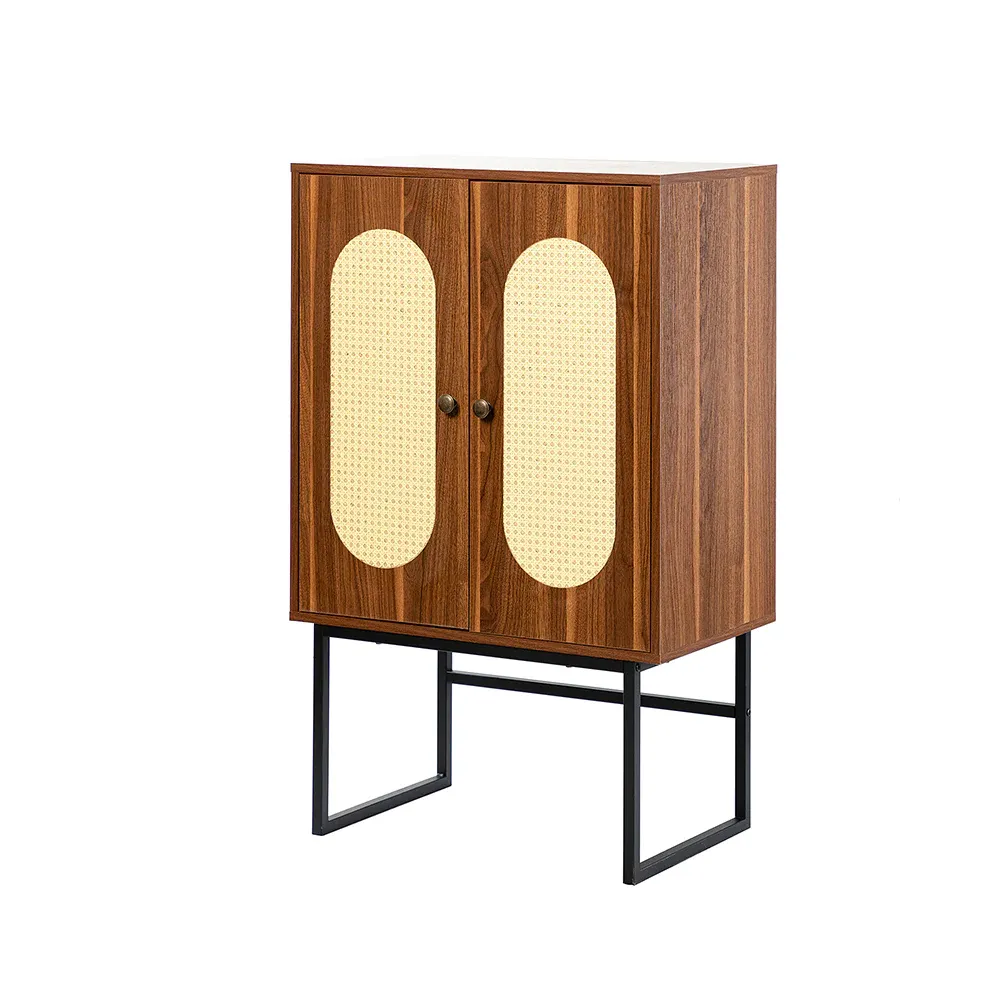 2 Door Accent Cabinet Wonderful Combination Of Wood And Metal Modern Living Room Furniture Cabinet