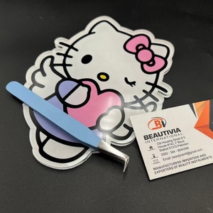 Pinzas de extensión de pestañas de volumen de arranque de 90 grados, azulejos de pestañas acrílicas de agarre fuerte, acero inoxidable para extensiones de pestañas - Product Image 1