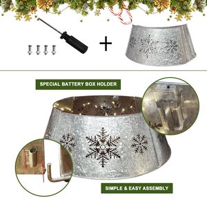 Collar de árbol de metal para árbol de Navidad decorativo moderno cubierta de base redonda decoración festiva de acero ajustable resistente - Product Image 3