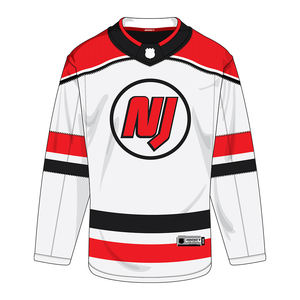 White <b>Red</b> and Black Custom Hockey Jersey for <b>Men</b> <b>Long</b> <b>Sleeve</b> Lightweight Patchwork Sportswear Comfortable Athletic Training Top - Product Image 2