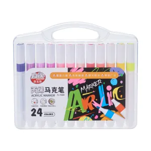 12/24/36/48 Farben Acryl Marker Kunst-Set mit rundem Zeh-Spitzen für Mehrflächen-Frotterkunst Felsmalerei Steinglas