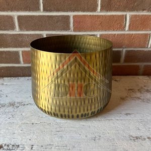 Maceta de metal de Venta caliente con un acabado antiguo de latón, forma redonda adecuada para decoración del hogar y decoración de jardín - Product Image 1