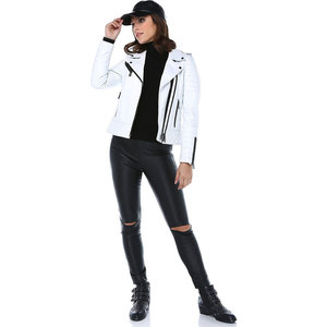 Vente en gros 100% veste de motard pour femmes en cuir véritable en cuir de mouton respirant Satin tissé - Product Image 5