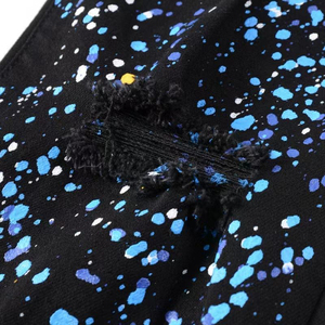 Pantalones de pierna recta informales de alta calidad para hombre nueva primavera transpirable alto estiramiento Denim lágrimas diseño lavado cintura media lápiz pantalón - Product Image 4