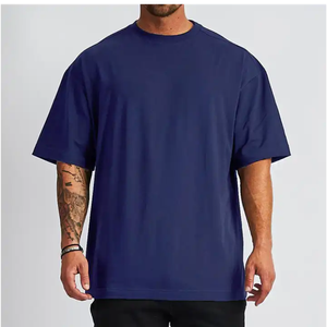 Camiseta de Verano para Hombre, Cuello Redondo, Algodón Personalizado, Estilo Holgado, Hombros Caídos, Ligera, Transpirable, Ajustada, con Estampado - Product Image 1