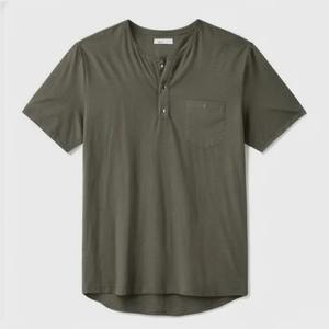 T-shirt décontracté pour homme en jersey 100 % coton premium, col boutonné, poche poitrine, vert olive, 180 grammes, motif, séchage rapide, écologique - Product Image 2