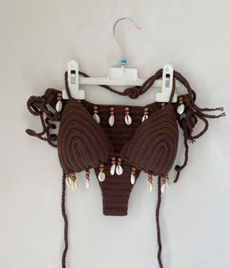 Womens Bikini Bandeau Swimwear <b>Crochet</b> Bikini <b>Set</b>, Brown Bikini, (color 26) - Product Image 1