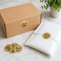 Rouleau d'autocollants de remerciement, 500 pièces, autocollants ronds autocollants en feuille d'or, autocollants de remerciement pour enveloppes, emballages cadeaux, étiquettes d'étanchéité