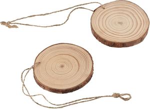 Disques de bois de pin naturel rond non fini, tranches de bois naturel avec écorce, bricolage, décoration de Noël - Product Image 2