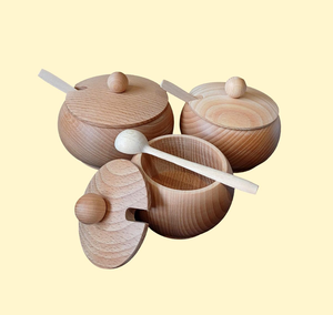 Azucarero Redondo de Madera con Tapa y Cuchara, Diseño Natural Elegante para Almacenamiento de Especias en la Cocina, Accesorios para Café, Encurtidos y Té - Product Image 4