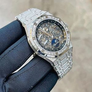 Reloj de Lujo Personalizado, Cuadrado, Estilo Antiguo, de Negocios, con Moissanita |   Esqueleto con Incrustaciones VVS |   Probador de Diamantes de Cuarzo al por Mayor - Product Image 2