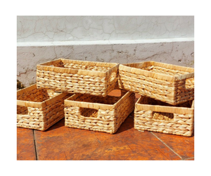 <b>Square</b> Foldable Hyacinth Storage <b>Basket</b> Decorative Water Hyacinth Organizer - Product Image 1