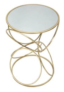 Table d'appoint en métal miroir finition or pour salon chambres ou entrées. - Product Image 2