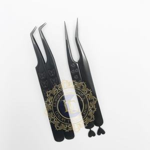 แหนบด้านล่างรูปหัวใจพลาสม่าสีดำสำหรับต่อขนตาทำจากสเตนเลสสตีลทำด้วยมือคุณภาพสูงฉลากส่วนตัว - Product Image 6