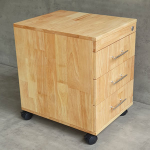 Minimalist Design TCN68001 3-<b>Drawer</b> Personal Metal File Cabinet 50x40x50cm Rubber Wood Movable for Office or <b>Workshop</b> Use - Product Image 6