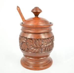 Bol de madera antiguo para azúcar, decoración de mesa para uso en el jardín, cuchara y tapa, tazón de azúcar de madera - Product Image 6