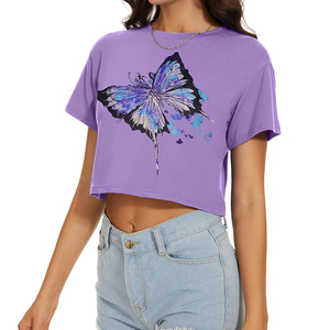 Personalizar el verano de las mujeres de manga corta suave ligero ecológico transpirable de secado rápido 100% algodón Running Yoga Crop Tops - Product Image 3