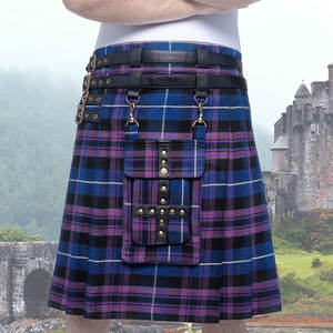 Kilt hybride utilitaire en tartan écossais ajustable de 16 oz pour hommes avec poche avant amovible – Le fierté de l'Écosse - Product Image 4