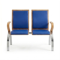 Canapé de bureau moderne et minimaliste deux places en cuir PU, structure en bois massif, pieds en acier inoxydable, éponge haute densité, durable, usage commercial