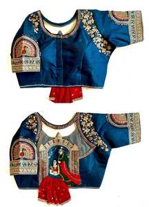 La blusa de seda brillante pesada de material moderno lista para la blusa tiene un patrón abierto y un hermoso nudo SHAADI - Product Image 6