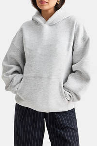 Sweat à capuche surdimensionné personnalisé en gros avec logo, épaules tombantes, sweat à capuche en molleton de coton uni pour femmes, streetwear - Product Image 3