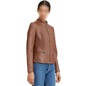 Chaqueta de Mujer de la Mejor Calidad para Uso Casual, Último Estilo en Color Marrón, Chaqueta de Cuero Genuino para Mujer - Product Image 4