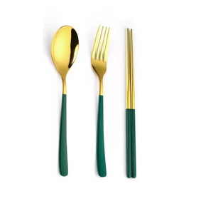 ส้อมทองเหลืองเคลือบสีสันสดใสมีด้ามจับดีไซน์เนอร์ช้อนสลัดผลไม้หลวง - Product Image 4