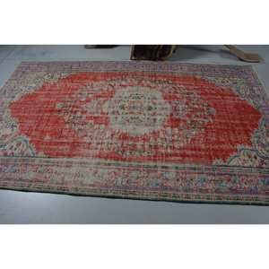 Alfombra tradicional de lana rojo Beige de 5,5x8,9 pies Vintage turco área grande rectángulo Patchwork látex abstracto para uso en el pasillo - Product Image 3