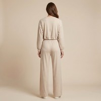Ensemble sweat-shirt et pantalon court en lurex avec cordon de serrage, couleur unie, décontracté, longueur cheville, printemps/été, respirant, Oxford, 95% viscose, élasthanne