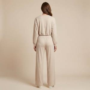 Set Felpa e Pantaloni Crop Top Lurex con Coulisse Tinta Unita Casual Lunghezza alla Caviglia Primavera/Estate 95% Viscosa Taglia Unica 36-42 - Product Image 2