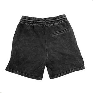 Short délavé à l'acide en coton avec cordon de serrage pour hommes Short délavé vintage imprimé bouffant Short délavé à l'acide personnalisé 2025 - Product Image 4