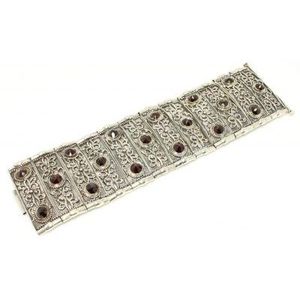 Bracelet en argent sterling 925 avec pierre grenat à motifs byzantins anciens, idéal pour un cadeau - Product Image 3