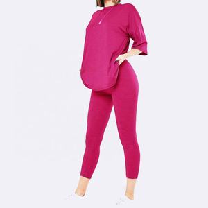 2025 ensemble t-shirt et leggings chemises en coton de haute qualité vêtements femmes deux pièces ensembles - Product Image 6