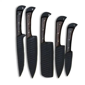 Juego de Cuchillos de Chef Profesionales Burraq de 5 Piezas, Acero al Carbono, Mango de Madera Hecho a Mano, Ecológico, Apto para Lavavajillas, Ambidiestro, para Chefs - Product Image 1