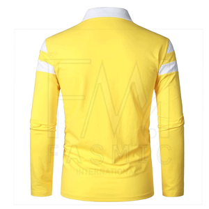 Men's Casual Anti-Wrinkle <b>Long</b> <b>Sleeve</b> Golf for Polo <b>T</b>-<b>Shirts</b> 100% Cotton with Custom Patches Zipper <b>Stripe</b> and Solid Pattern - Product Image 5