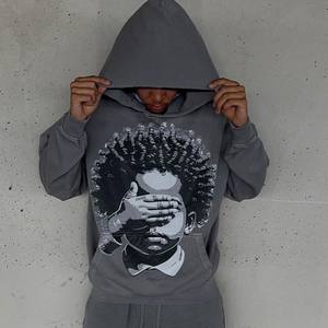 Écusson personnalisé avec strass, logo brodé, sweat à capuche surdimensionné en éponge française, sweat à capuche vintage en coton lourd délavé au soleil pour hommes - Product Image 5