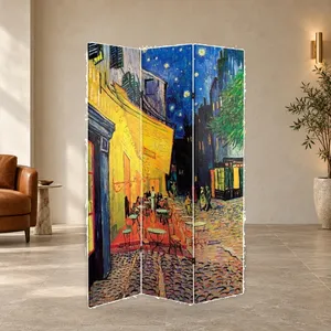 Pantalla Plegable de Lona de Doble Cara con Diseño de la Terraza del Café de Van Gogh por la Noche - Product Image 3