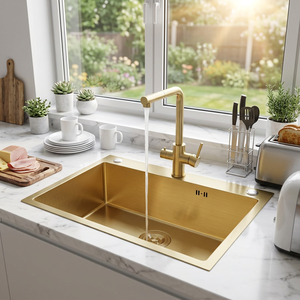 Évier de cuisine simple 700x500mm en acier inoxydable 201, à poser sur le comptoir, noir nano, fait main, facile à nettoyer, design moderne - Product Image 1